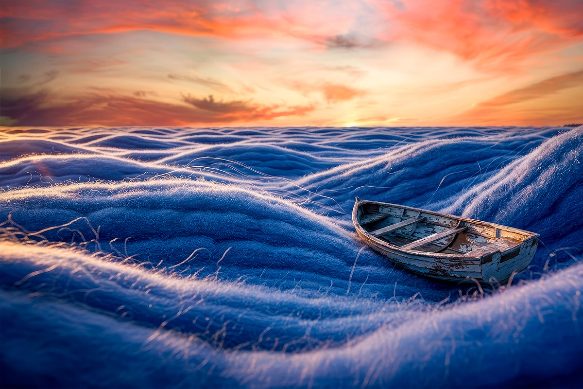Surreal Blue Wool Ocean, an Object Illustration by StockVerse Creative (Photo 3 of 4)
