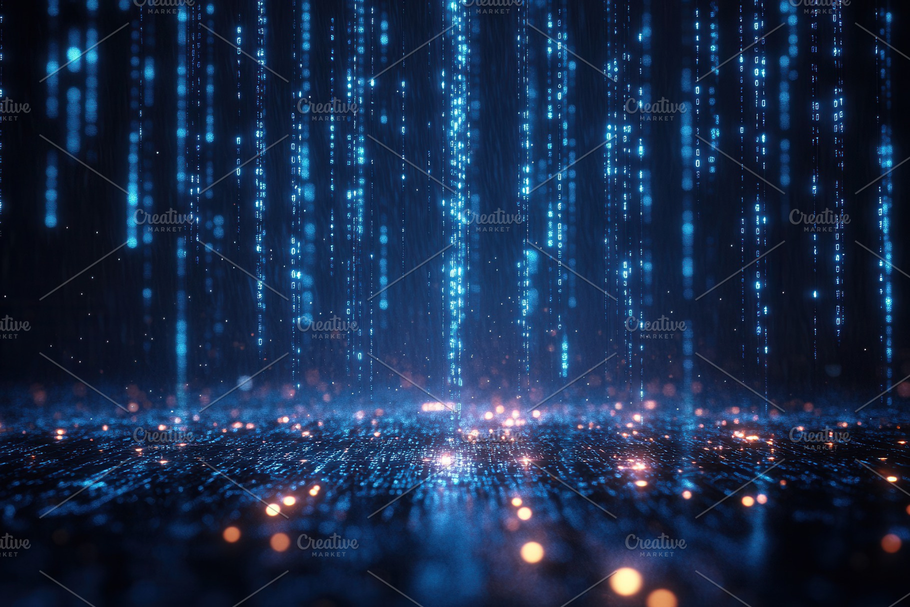 Futuristic blue and orange digital r, a Photo by Tanuart