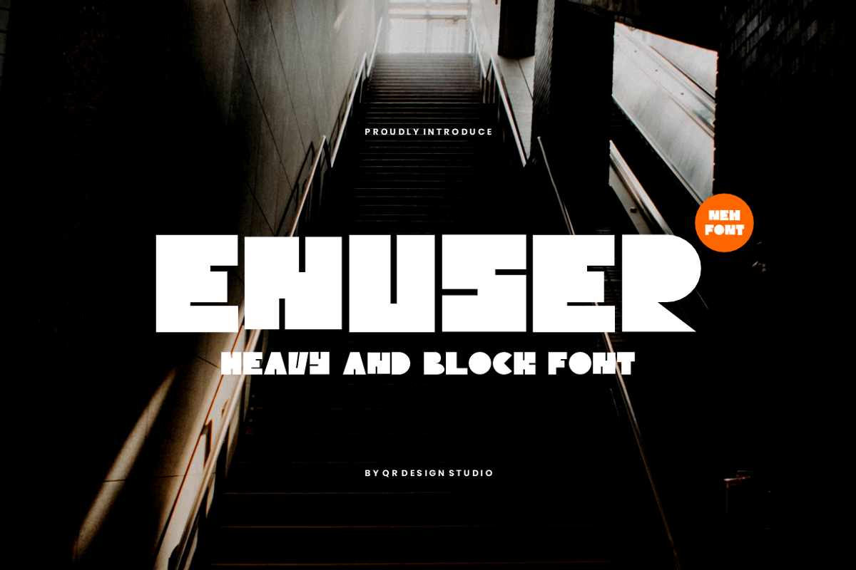 Enuser - Heavy & Block Font, a Sans Serif Font by QR Design Studio (Photo 1 of 7)