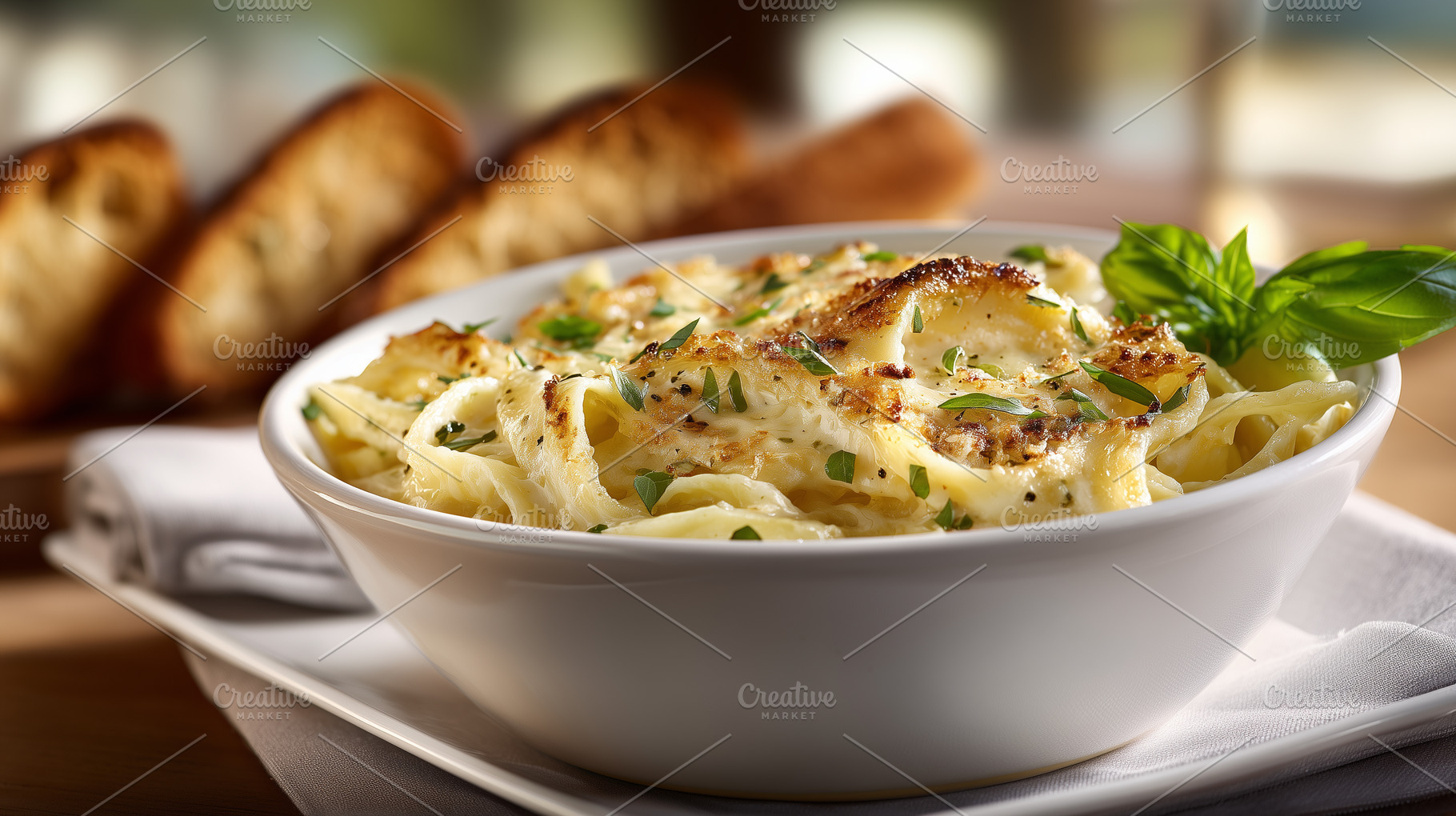 Creamy baked pasta melted cheese, a Food & Drink Photo by MistyDay