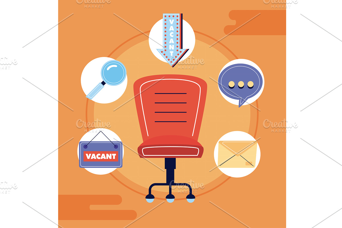 vacant chair and hiring icons, a Finance Illustration by studiogstock