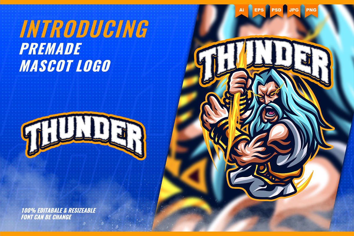 Zeus Thunder God -Mascot Esport Logo, a Branding & Logo Template by FNR Graphics (Photo 1 of 5)