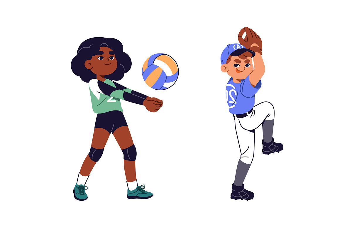 Children playign sports games set, a Person Illustration by PaperTrident (Photo 5 of 7)