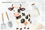 Watercolor Farm Clipart. 34 Elements, an Animal Illustration by Hanna's ArtLab (Thumbnail 5 of 6)