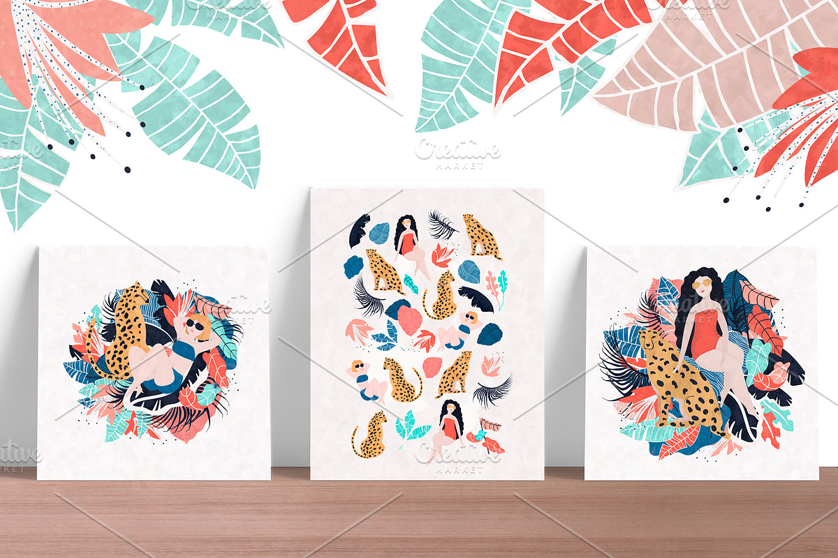Tropical Girls and Cheetah, a Pattern Graphic by Lidiebug (Photo 3 of 4)