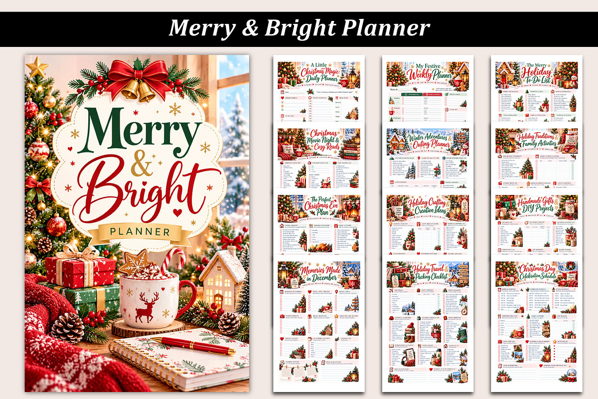 Merry & Bright Planner, a Stationery Template by Designmela01 (Photo 1 of 5)