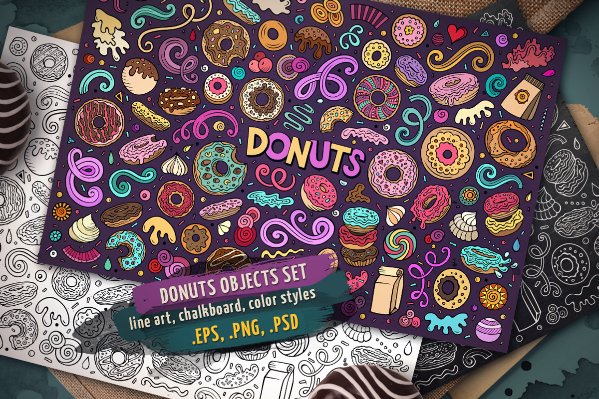 Donuts Objects & Elements Set, an Object Graphic by BALABOLKA (Photo 1 of 4)