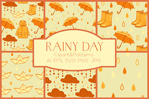 Rainy day vector Clipart & Patterns
