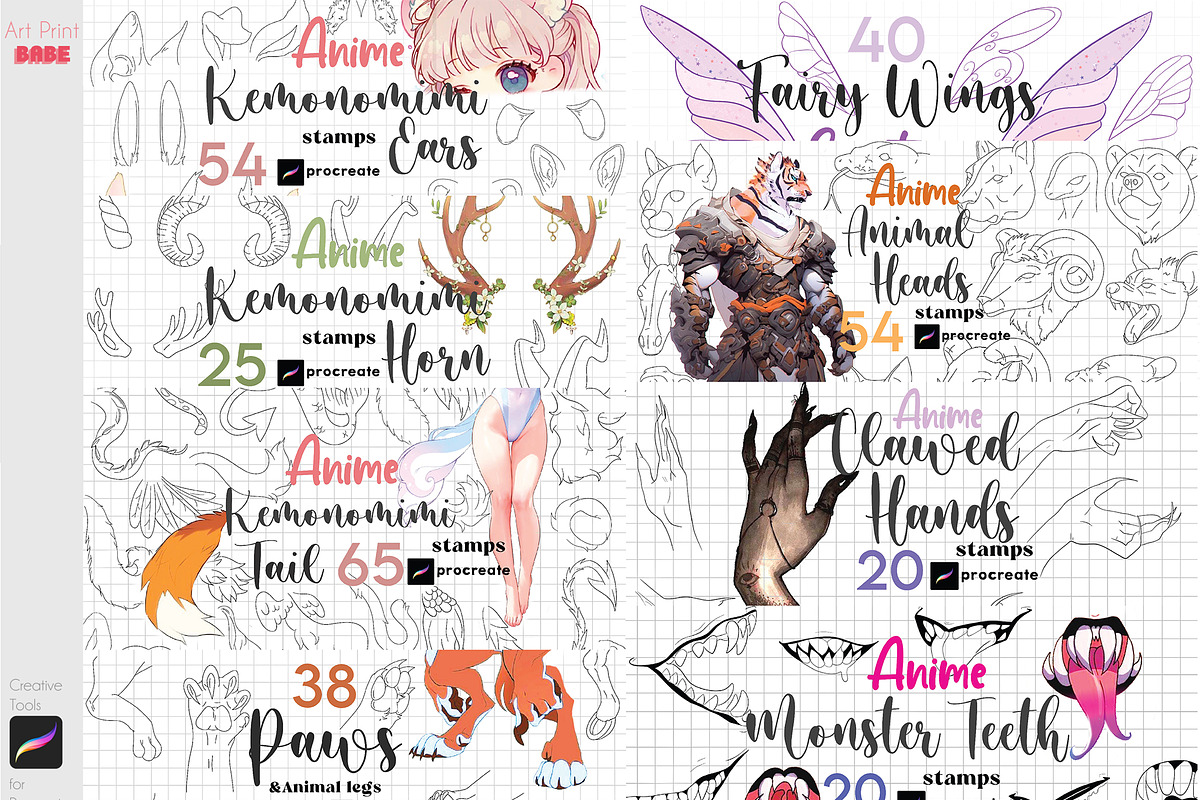 Procreate Kemonomimi Anime Animal, a Brush Add-On by ArtPrintBabe (Photo 2 of 10)