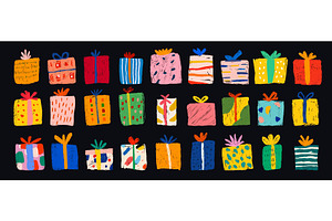 Hand drawn gift boxes set, an Object Illustration by Ksania