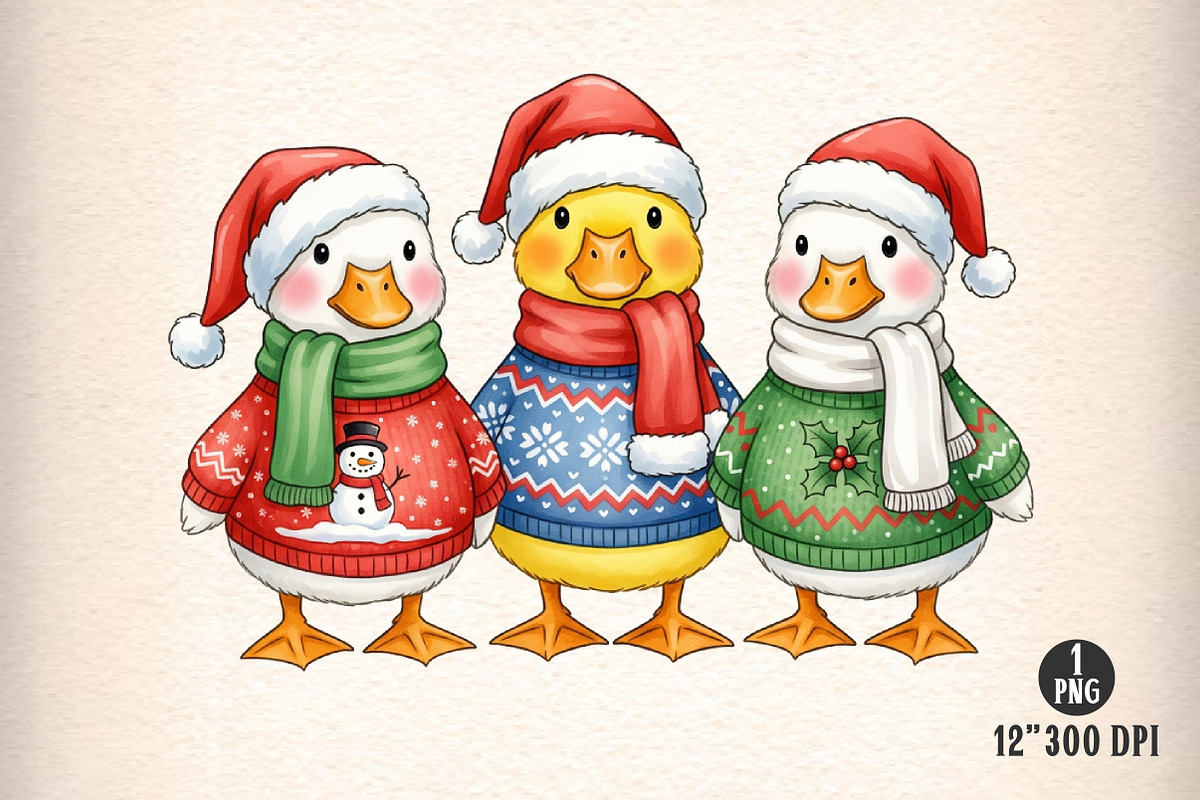 Christmas Ducks PNG, an Illustration by Dream Creation (Photo 1 of 5)