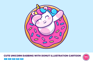 Cute Unicorn Dabbing With Donut