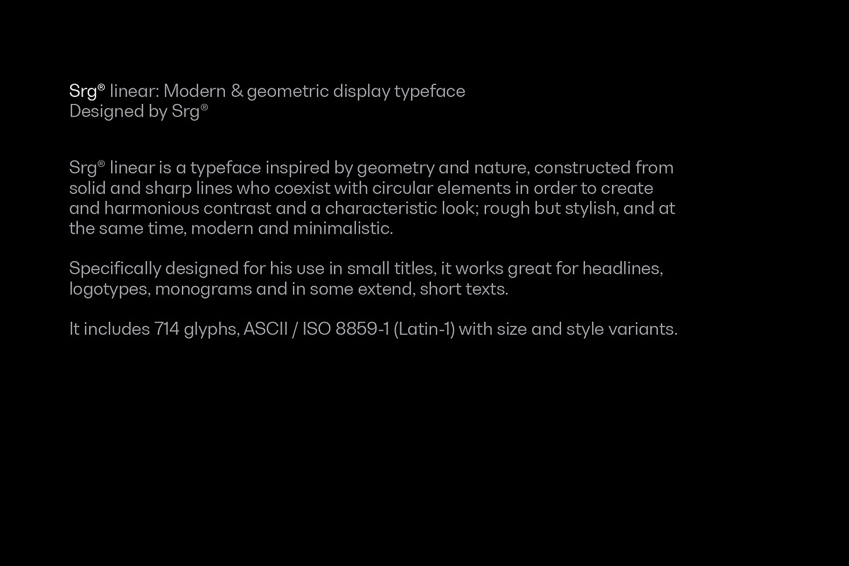 Srg Linear - Geometric typeface preview 2