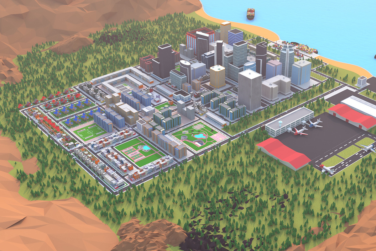 Metropolis City low poly Scene, an Architecture 3D Model by NOMODOL (Photo 30 of 39)