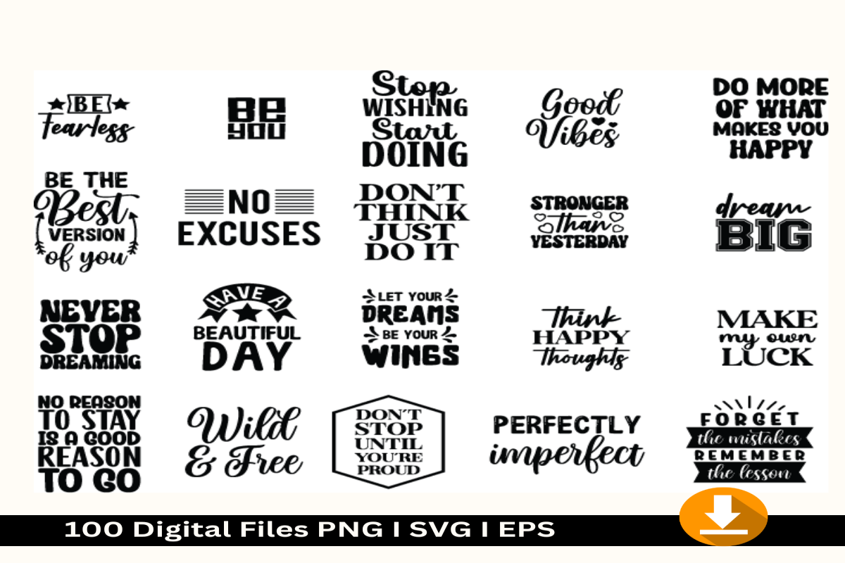 100 Inspirational Quote-Bundle, an Object Graphic by Jadugar Design Studio (Photo 2 of 19)