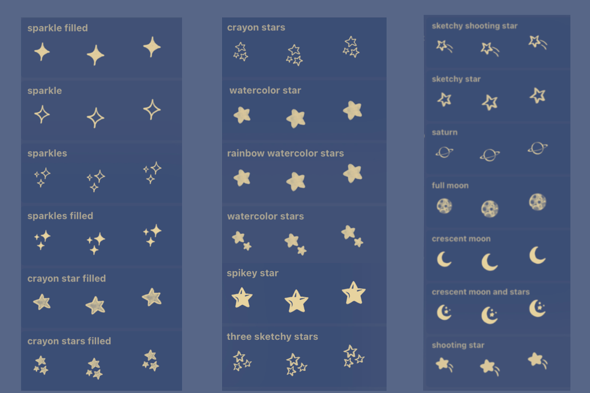 Cute Star Stamps for Procreate, a Brushes & More by pinkdrinksoul (Photo 2 of 3)