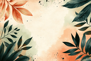 Elegant foliage frame with peach and, a Photo by Pixeness Studio