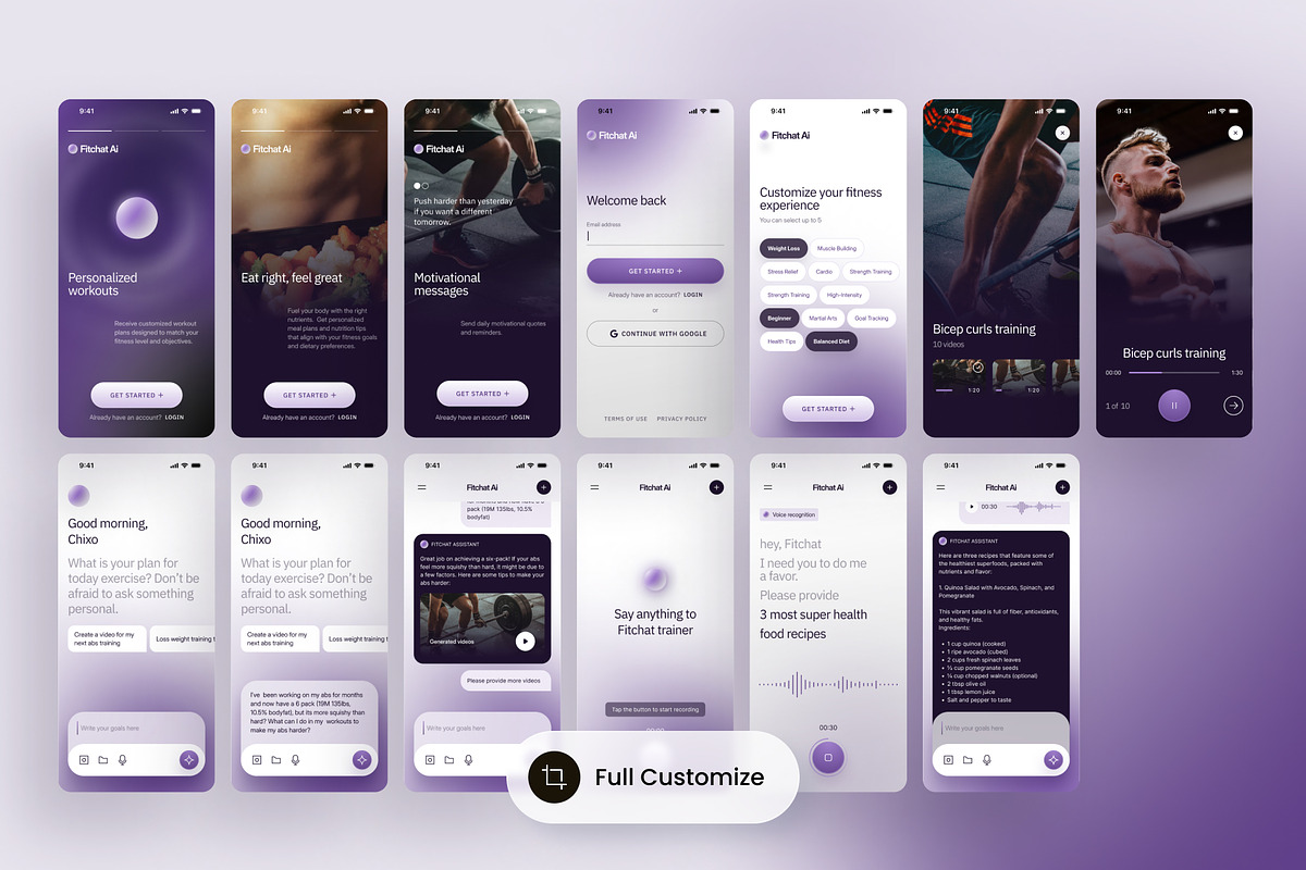 FitChat - AI-Powered Fitness Chat, an UI Kit Template by SLAB! Design (Photo 3 of 4)