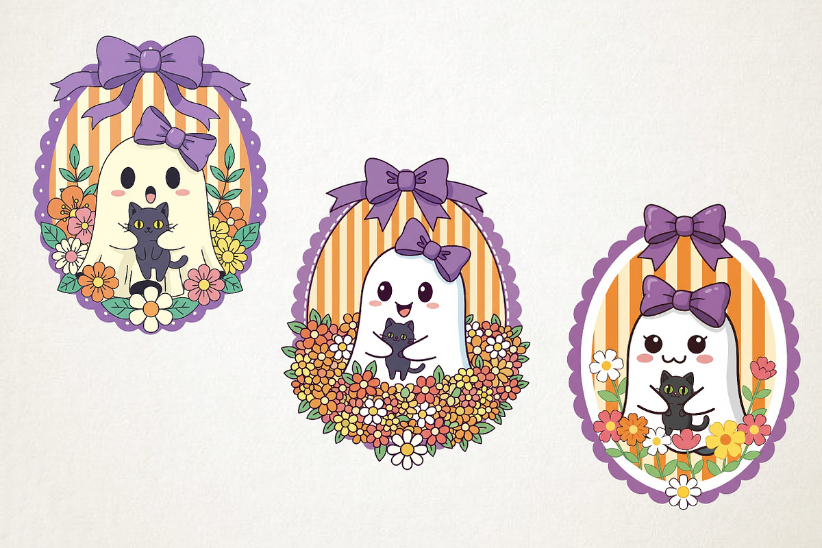 Girly Ghost Cat PNG, Preppy Spooky P, an Illustration by RobertsArt (Photo 2 of 4)