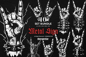 10 Bundle Dark Art Metal Hand Sign, an Illustration by Morspective