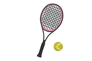 A tennis racket and a tennis ball, an Object Illustration by Woters little shop