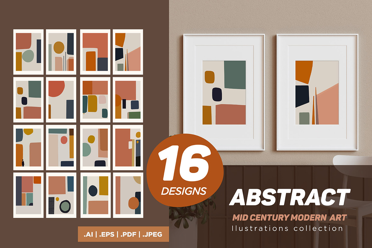 Geometric Abstract Mid Century Art, a Poster Template by Vibrand Studio (Photo 1 of 11)