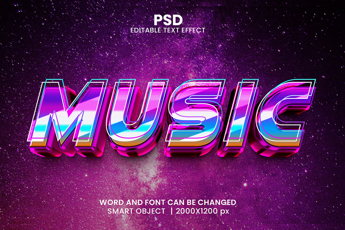 Music 3d Editable Psd Text Effect, a Layer Style Add-On by bdrobin