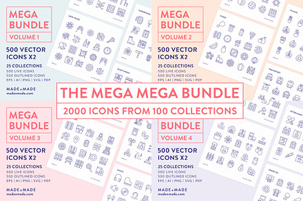 4x Mega Bundle (25% off) Line Icons, an Outline Icon by Made by Made