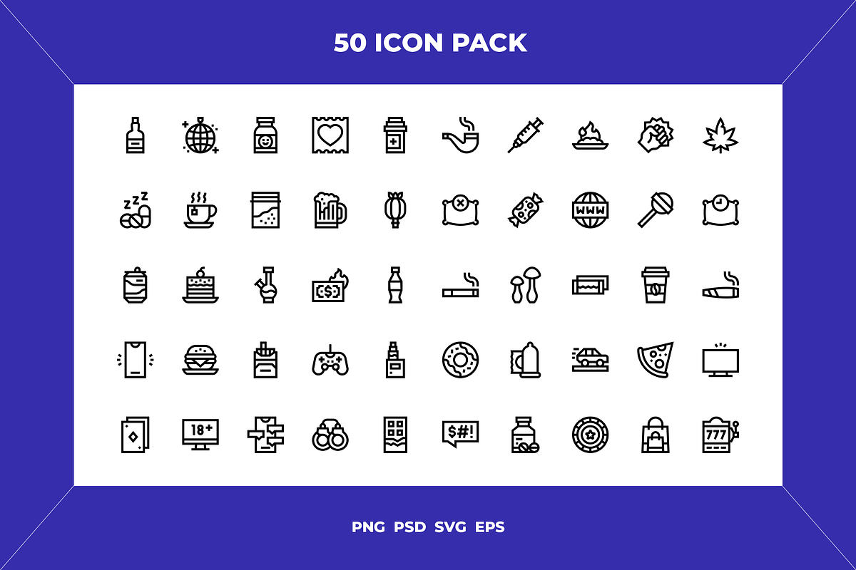 Bad habits icons, an Outline Icon by Wencory (Photo 1 of 2)
