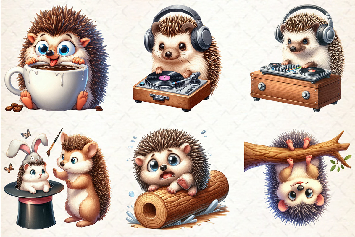 Funny Hedgehog Sublimation Clipart, an Illustration by Rose Art (Photo 3 of 4)
