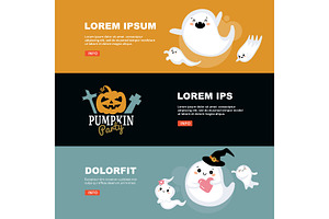 Cute ghosts and pumpkin party