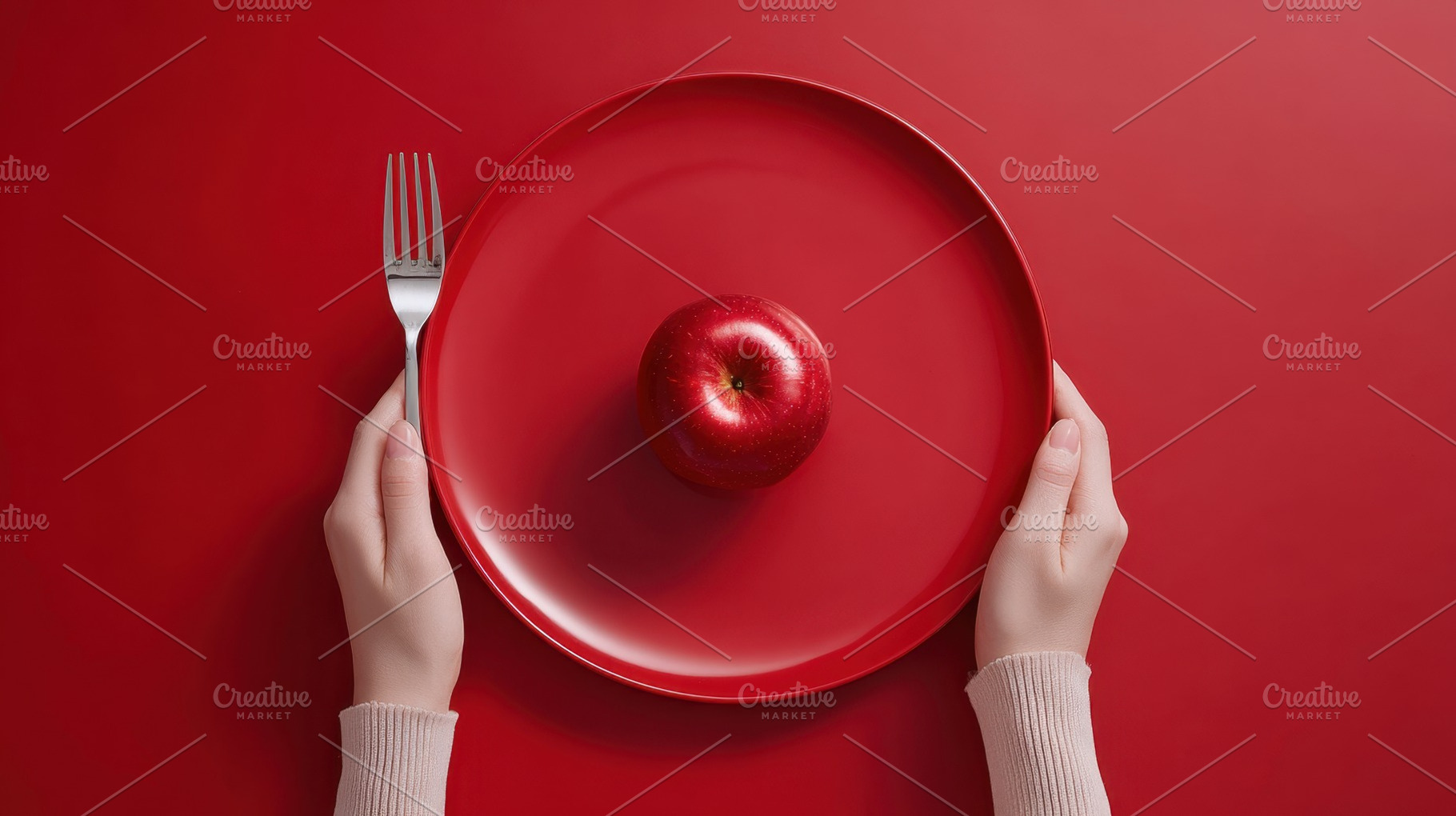 Hands holding a plate with apple, a Photo by Beautiful things