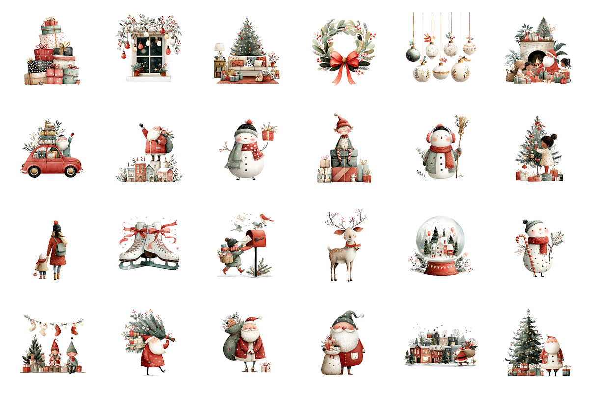 Watercolor Christmas Clipart, an Illustration by CreationArt (Photo 2 of 5)