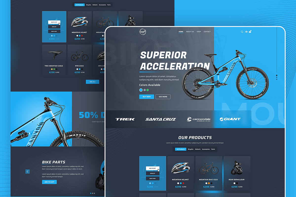 Bike Shop Homepage Ui, a Landing Page Template by HidajetBeqaj (Photo 1 of 5)