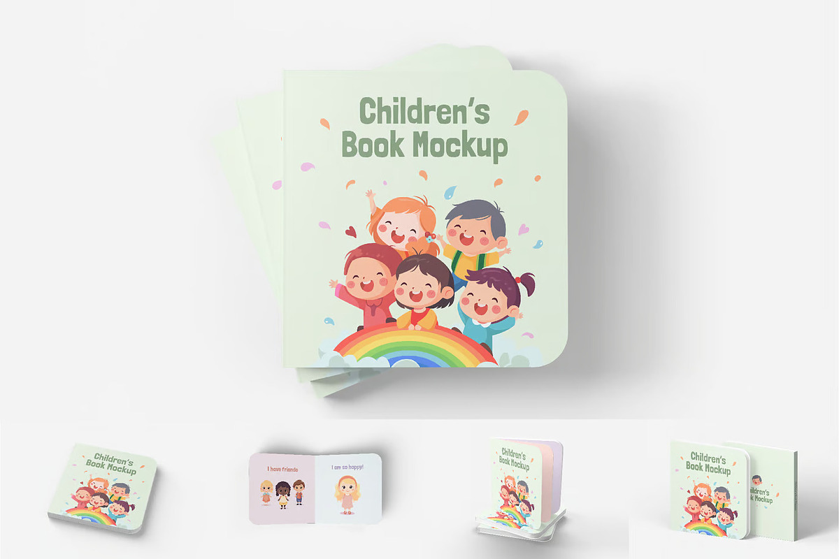 Children's Board Book Mockup, a Books & Magazine Mockup by Alolieli Studio (Photo 1 of 6)