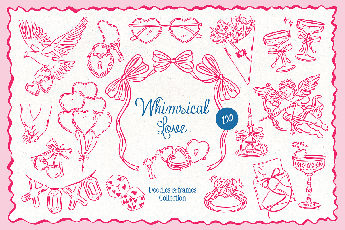 Whimsical Love Illustrations, an Object Graphic by DesignThatMatters (Photo 1 of 13)