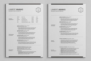 2 Pages Resume CV Pack - Lambert