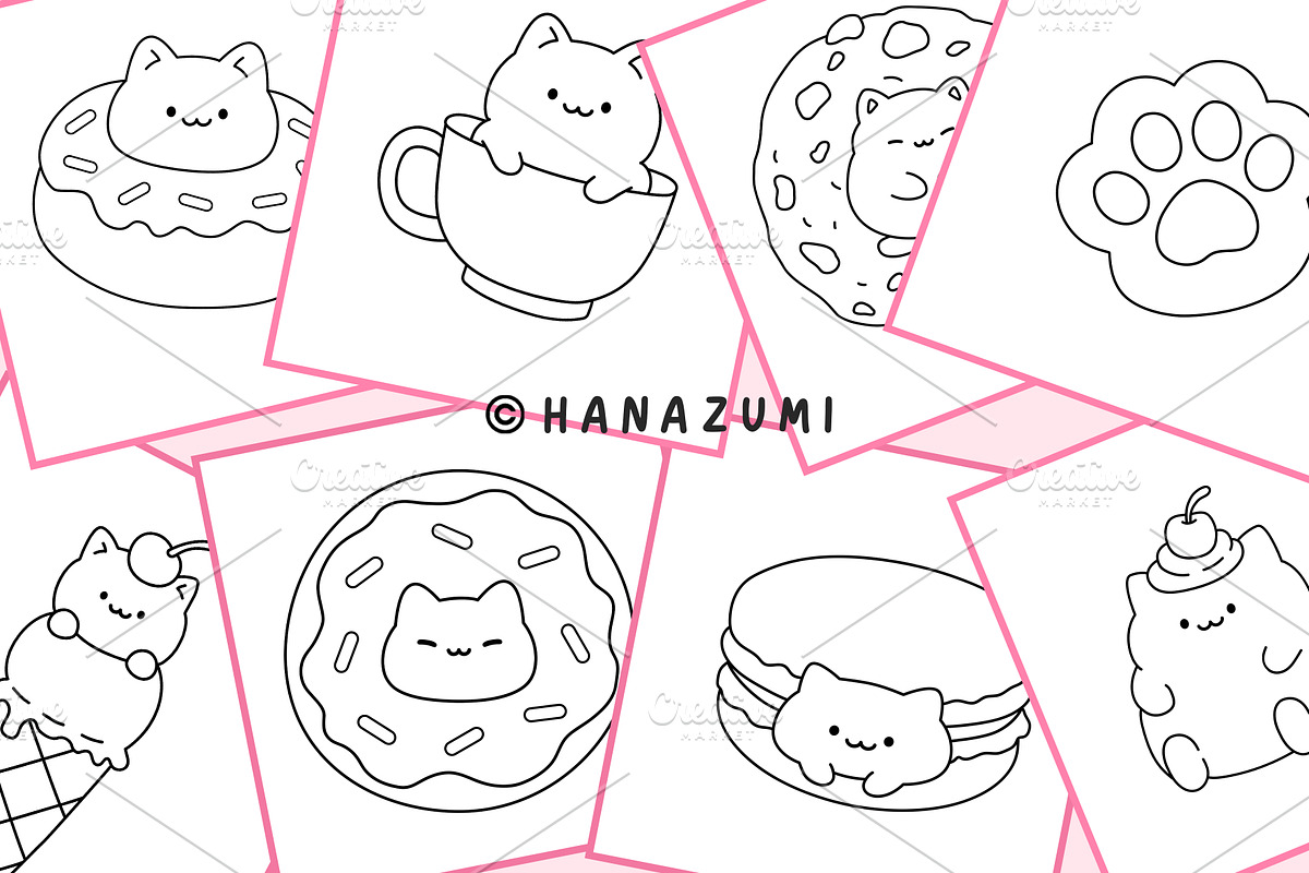 FLUFFY SWEET TREATS - COLORING PAGES, an Illustration by Hanazumi (Photo 2 of 4)