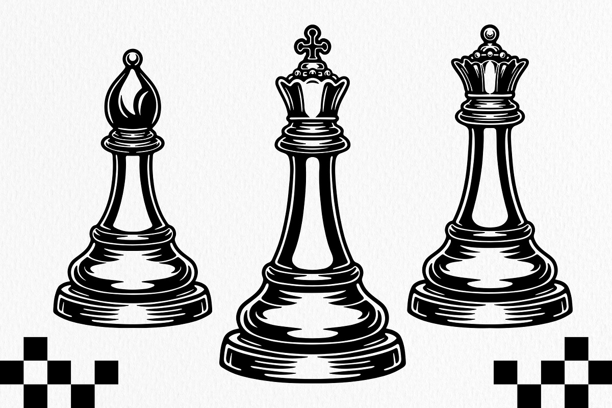 Chess Pieces Vector Pack, an Object Illustration by Tekuni (Photo 4 of 6)