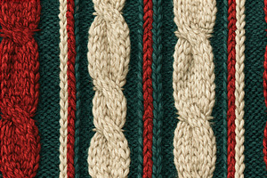 Seamless pattern knitted wool sweater fabric with red, green, an, a Pattern Graphic by Studio ANNA