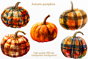 Autumn Watercolor Pumpkins