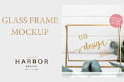 Gold Glass Frame Mockup -Eucalyptus, a Product Mockup by Harbor Design Co (Thumbnail 1 of 2)