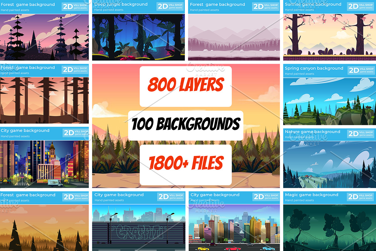 2D Landscapes & Backgrounds Bundle, a Texture Illustration by 2dvillShop (Photo 2 of 5)