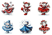 Watercolor Dancing Snowman Clipart, a Seasonal Illustration by CreationArt (Thumbnail 4 of 5)