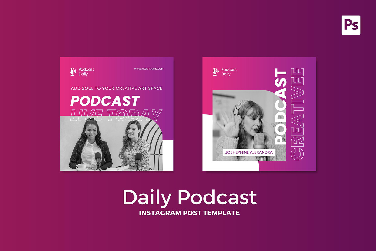 Daily Podcast Instagram Post, a Social Media Template by CavenArt (Photo 2 of 5)