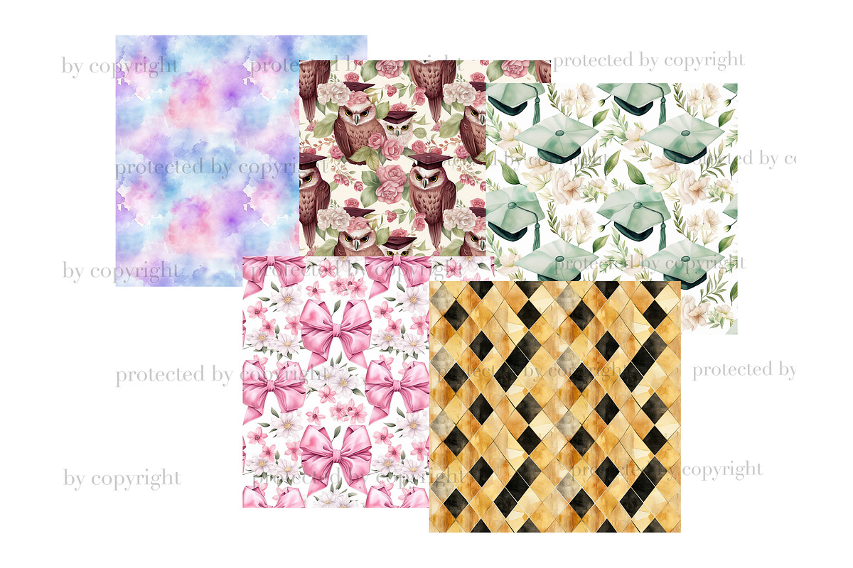 Graduation Digital Paper, a Pattern Graphic by GlamArtZhanna (Photo 4 of 4)