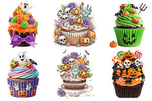 Cute Halloween Cupcakes Clipart