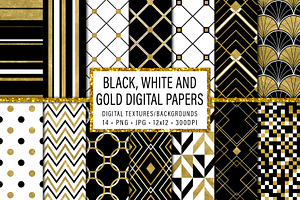 Black White And Gold Geometric