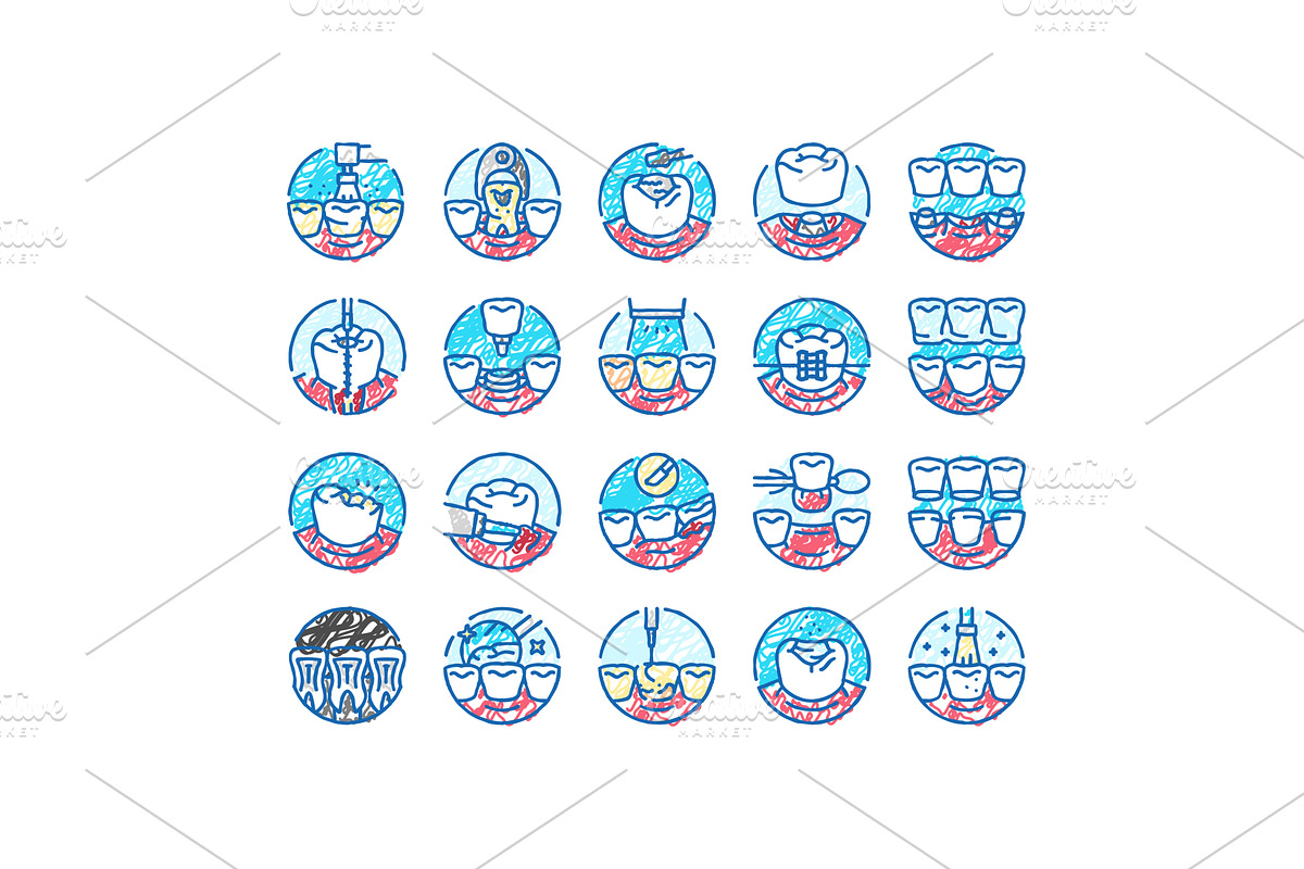 dental procedure clinic icons hand, an Object Illustration by pikepicture