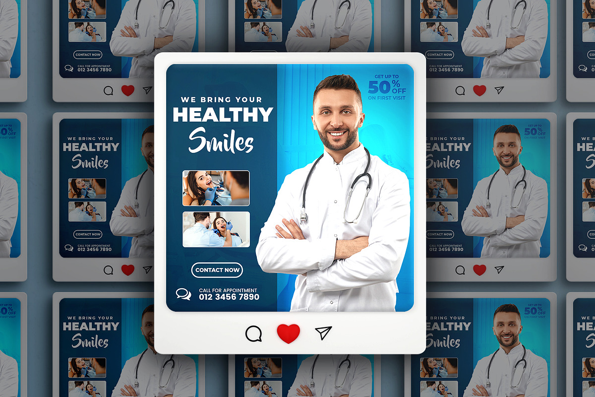 Dental Social Media Template, a Social Media Template by Hafsa Studio 85